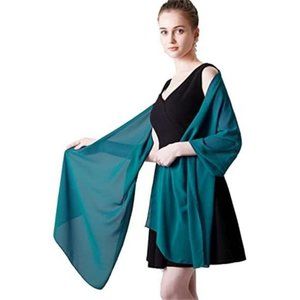 CHIFFON Scarves Shawls Wraps Soft Teal Blue